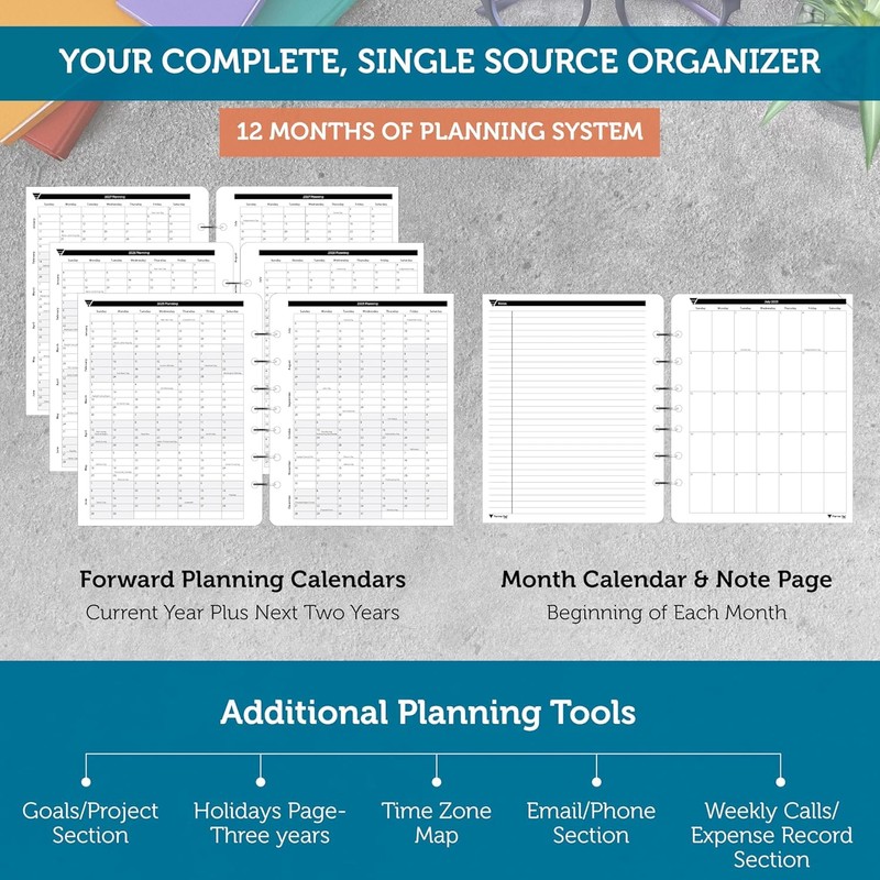 Planner Pad 7 Hole Loose Leaf 3-Tier Funnel Down 12