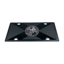 Eurosport Daytona- Compatible with -, Carbon Steel License Plate- Black Florida State Flag Matte Black/Black Opaque