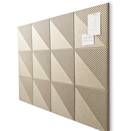 Large Cork Board for Walls 48"x 36", 12 Pack Felt Wall Tiles with Safe Removable Adhesive Tabs, Cork Board for Office,Pinboard Bulletin Board - Tan