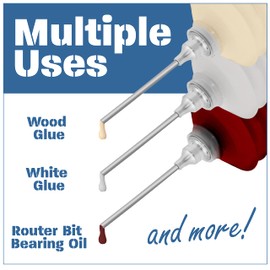 Peachtree Woodworking Accordion Style Squeezable Glue Container with Glue Injector Needle and Cap 3 Pack