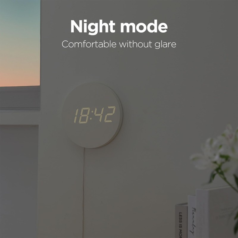 mooas Crayon Mini Digital Wall Clock, Modern Night Light Digital
