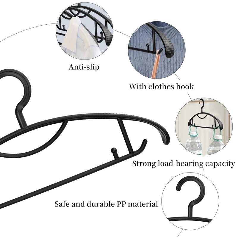Plastic Clothes Hanger, Extra Thick Plastic Wide Shoulder Adult Slip