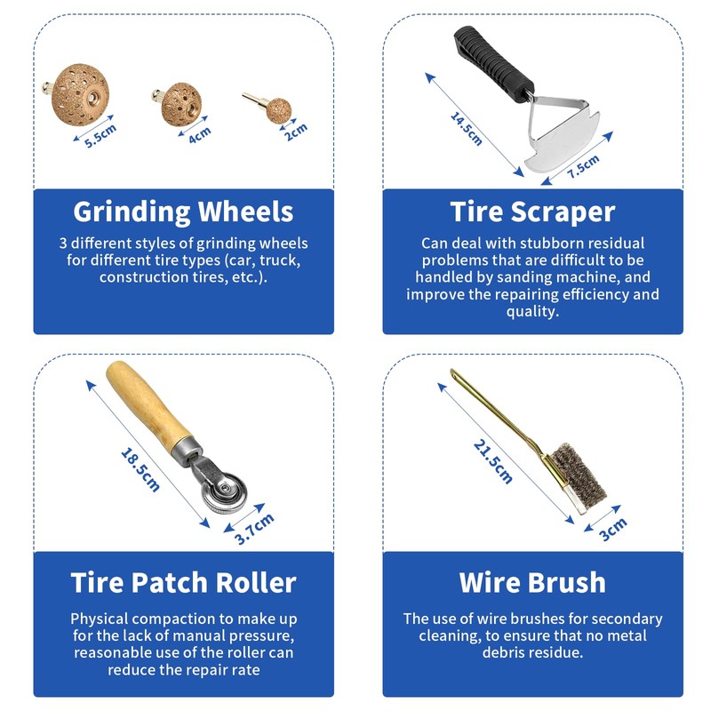 2500rpm Low-Speed Air Tire Repair Kit, Pneumatic Tire Buffer, Tire
