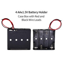 MulticoloredLED 4 x 1,5 V AA Clip de Resorte de batería Caja de Almacenamiento de plástico 4 Ranuras x 1,5 V AA Soporte de batería Negro Rojo Cables de Alambre Negro (4 AA)