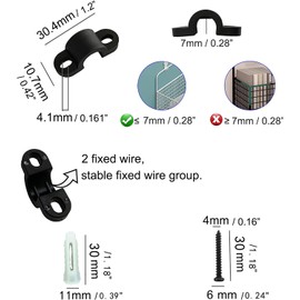 Wire Shelf Loop Clips 12Pcs Small Shelf Clips with Screws Expansion Tubes for Wire Shelving – Black