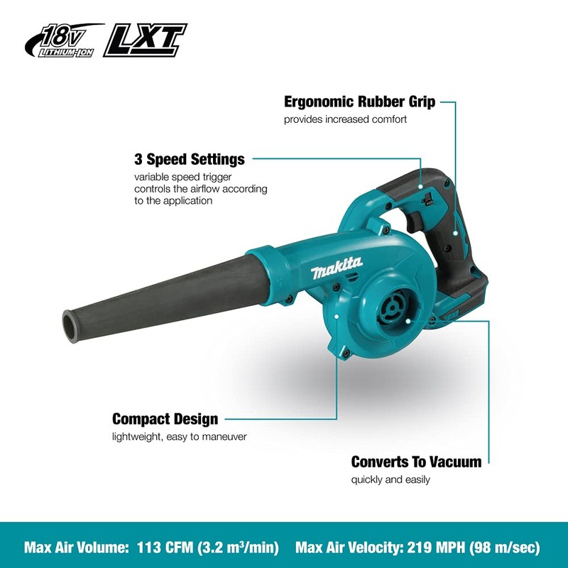 Makita DUB185Z Cordless Handheld Leaf Blower Powered by 18V LXT