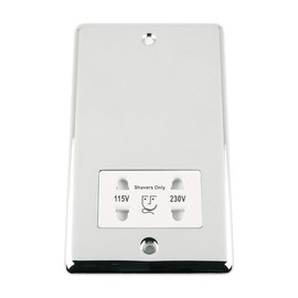 Shaver Socket - Dual Voltage 115V/ 230V - Polished Chrome - Classic - White Insert