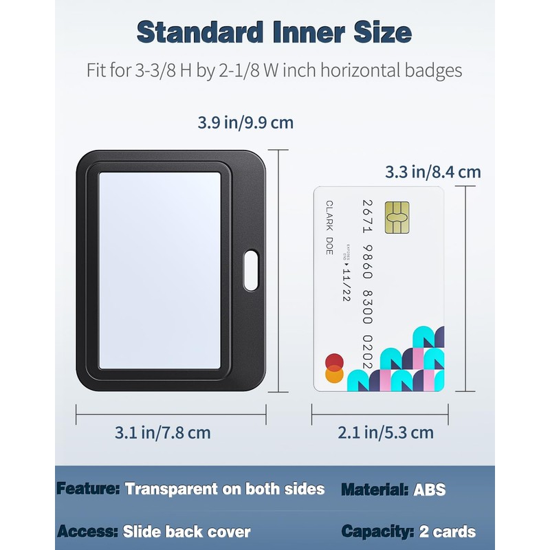 Pawfly 3 Pack Sliding Badge Holder with Double-Sided Windows Horizontal