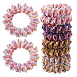 8pcs Coil Hair Ties for Women,No Damage Phone Cord Hair Ties for Thin/Thick Hairs,No Crease Spiral Ponytail Holders for Adults Women and Girl (Multicolor)