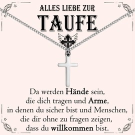 PDTU Christening Gifts Boys, Cross Chain Gift for Christening for Boys Boys, Christening Cross Christening Gifts for Boys Children Son Grandson Nephew Godchild from Mum Dad Christening Godfather