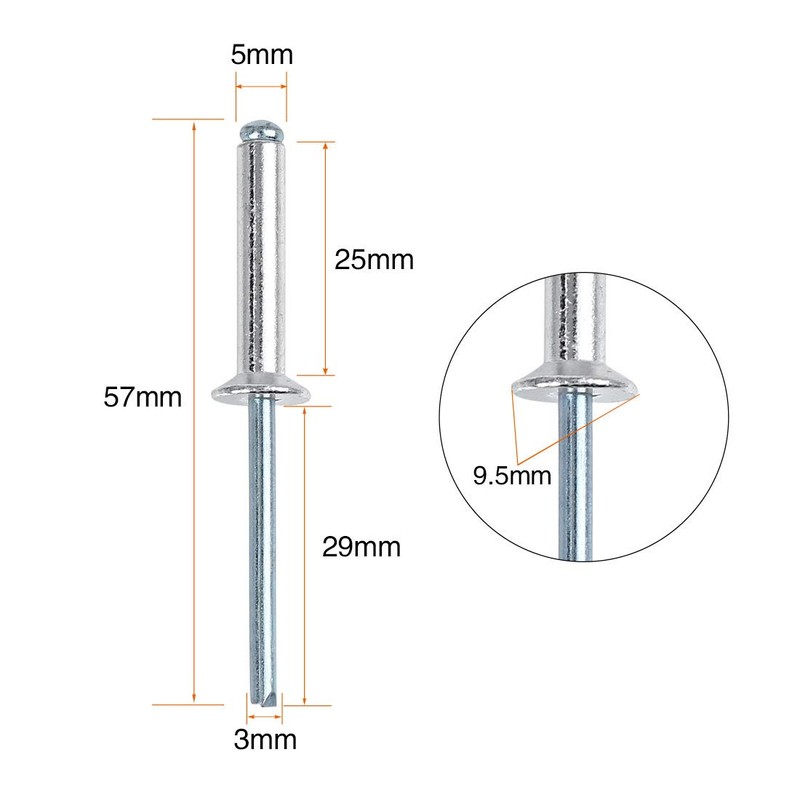 X AUTOHAUX 40 Pieces Aluminium Blind Rivets Pop Rivets 5