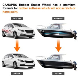 CANOPUS Rubber Eraser Wheel, Decal Remover Eraser, Stripe Off Wheel, Pinstripe, Adhesive Remover, Vinyl Decal, Graphics Removal Tool, 4in Pad with Adapter, 1-Pack