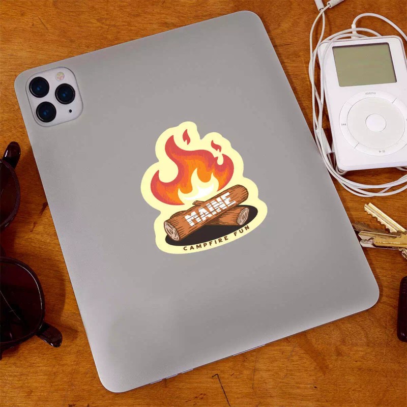 RetroPlanet Maine Campfire Fun Die Cut Vinyl Sticker