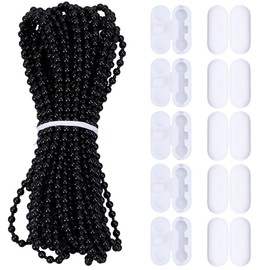 SOFPLATE 10M/10.94 Yards 4.5mm Curtain Chain Beads Blind Bead Connector Plastic Black Small Roller Pull Strings Cord Extension Accessories for Replacement Repair Curtains Light Fan Roller Blind Shades