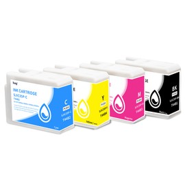 HEG SJIC35P Remanufactured Ink Cartridge Replacement for SJIC35P T44B1 T44B2 T44B3 T44B4 Compatible to use with CW-C6000 C6500 C6500a Series Lable Printer CMYK Gloss Black