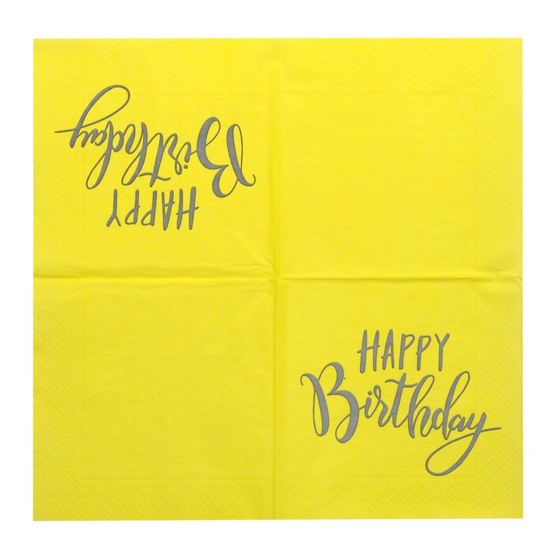 20 Serviettes Happy Birthday 33 x 33 cm Yellow /