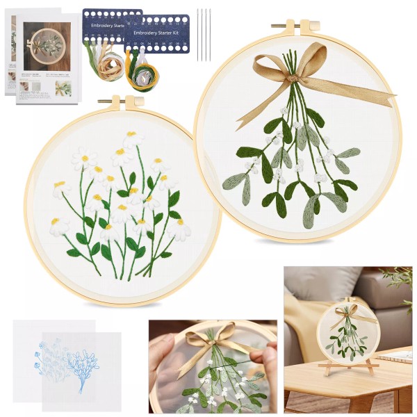 NSIoutlet 2 Set Beginner Embroidery Kit Art Craft Sewing Set