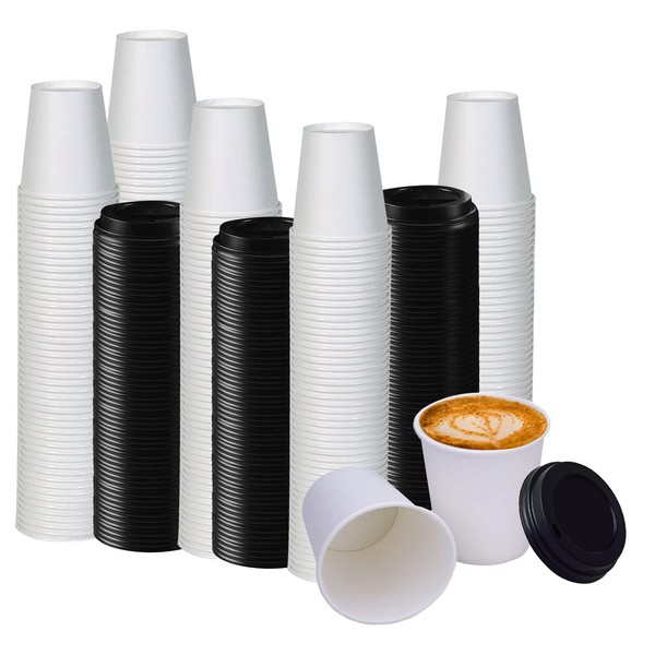 Smygoods 10oz paper coffee cups with lids, Disposable Paper Cups, Espresso Cups, 100 Count