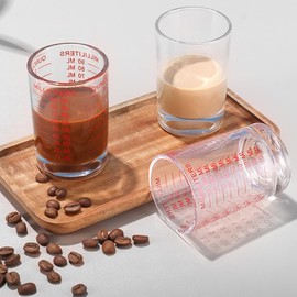 NCnnwovf 2 PACK Measuring Cup Shot Glass 3 Ounce/90ML Liquid Heavy Glass Red Scale