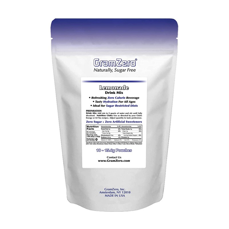 GramZero Lemonade, Sugar Free Drink Mix, Pitcher Pack, Great For