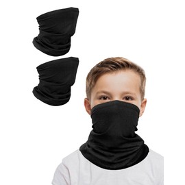 Kiiwah Pack of 2 Children's Loop Scarf, Winter Tube Scarf, Neck Warmer, Multifunctional Scarf for Boys and Girls, Windproof, Warm, Breathable for Outdoor Skiing, Cycling, black