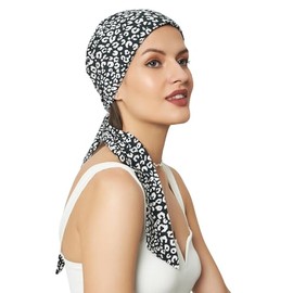 SAKUCHI Cotton Batik Easy to Tie Pre-Tied Headwrap Headscarf for Hair Loss Chemo Headwear Women… Charcoal Black