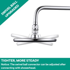 LUOFANT Heavy Duty Shower Head Swivel Ball Adapter, Solid Brass Shower Head Swivel Adapter Chrome Polished, Adjustable Shower Arm Connector Universal Shower Assembly Shower Arm Extension...