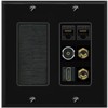 RiteAV 1 Speaker 2 Banana Binding Post Wall Plate 2 Cat6 1 x Toslink Optical and HDMI - Brush [Black/Black]