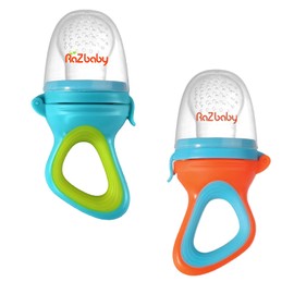 RaZbaby - Chupete alimentador de frutas congeladas y sólidos, juguete de mordedor infantil de 6 M+, sin BPA, introduce sólidos de forma segura, alivio natural de la dentición, apto para lavaplatos