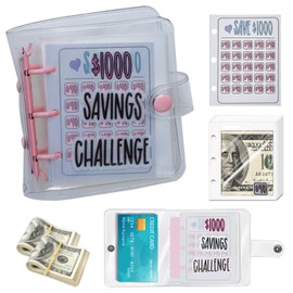 Prefdo Mini Budget Binder with Cash Envelopes - Easy and Fun Way to Save $1000 - Cash Envelope Binder for Offices, Home, School (Pink)