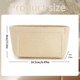 YUBBYSTU Tote Bag Organiser Insert, Felt Handbag Organiser, Folding Tote Bag organizer insert,Multi-Pocket Felt Handbag for Mini Organize （Beige