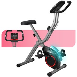 70% Pre-Assembled Exercise Bike for Small Apartments, Foldable Stationary Bikes for Home, Indoor Portable Cycling Bike with 16-Level Magnetic Resistance, 260LBS Capacity, 5.5 LBS Flywheel, for Small Space Workout 816