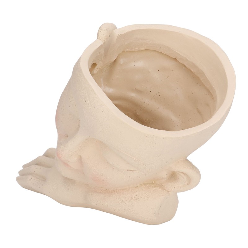 Face Flower Pot Sleeping Girl High Density Resin Drainage Hole