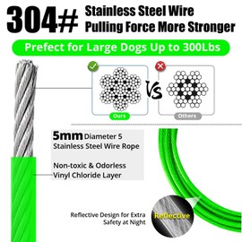 jenico Dog Tie Out Cable - 25ft Dog Lead for Yard - Heavy Duty Dog Chain with Shock Spring - Outdoor Tether Leash for Small Large Dogs Up to 500 lbs