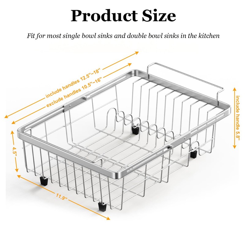 Homics Expandable in Sink Dish Drying Rack, Adjustable Capacity (10.5''-16'')