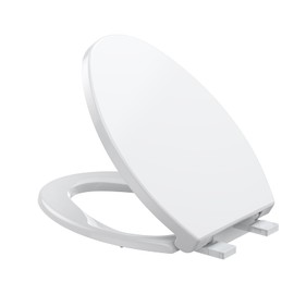 Toilet Seat,Elongated Toilet Seat with Quiet-Close, Quick-Attach Hardware with Grip-Tight Bumpers, Quick-Release Design,Slow-Close Toilet Seat, Full Flat White