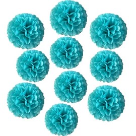 10pcs 8in 10in Paper Pom Poms Blue Tissue Paper Flower Hanging Paper Flower Balls Wedding Party Flower Decorations DIY Art Craft Blooms for Birthday Baby Shower Nursery Decor