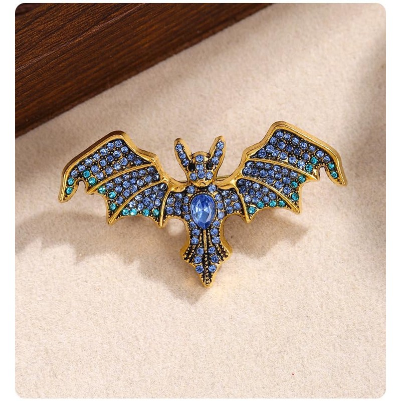Just Follow Rhinestone Devil Bat Brooch Sparkling Crystal Bat Pin
