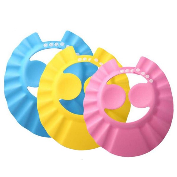 ericotry 3pcs Soft Adjustable Shampoo Shower Bath Bathing Protection Cap Hat Wash Hair Shield Hat for Toddler's Baby Children & Kids to Keep the Water Out of Their Eyes & Face(Color Random)