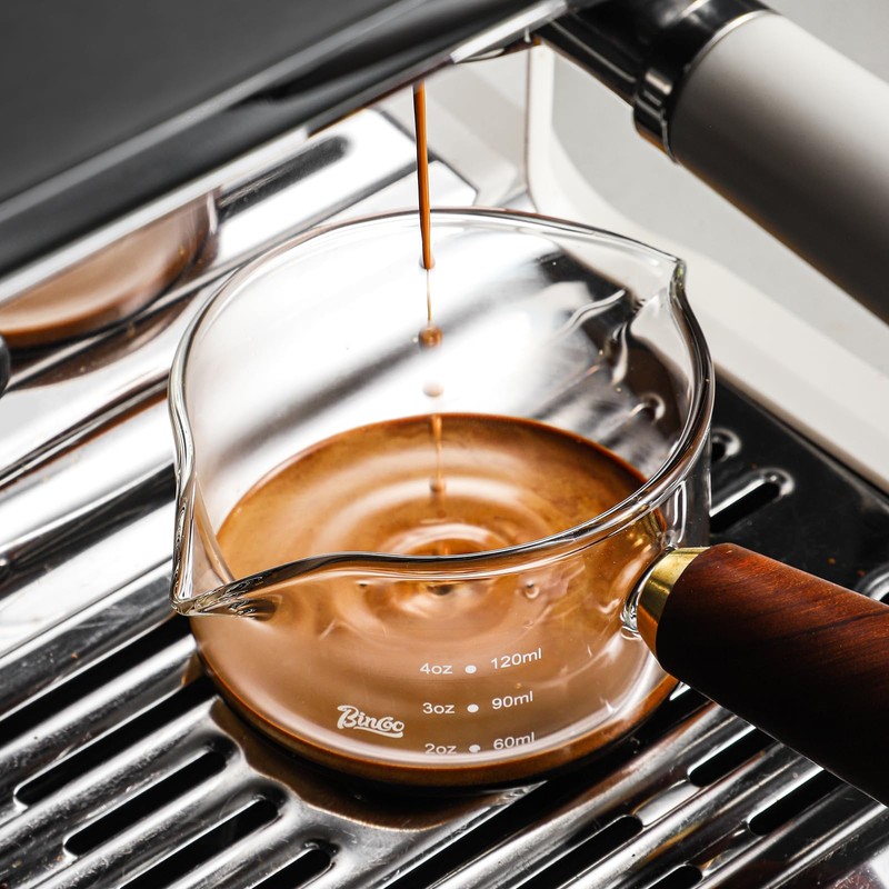 Espresso Shot Glasses with Wood Handle - 120ml Glass Coffee