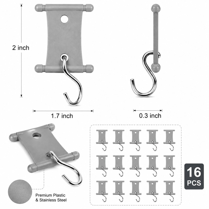 16 Pcs S-Shaped Camping Hooks for RV Awning & Outdoor