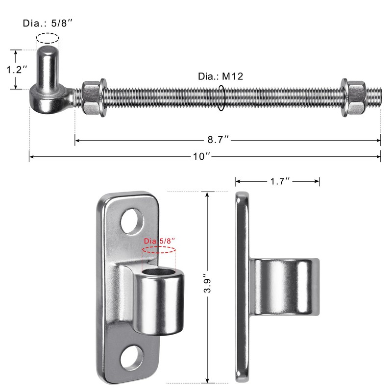 Insaga 10'' J Bolt Gate Hinge, Heavy Duty Gate Hinge