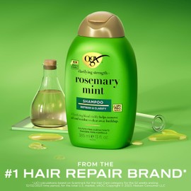 OGX Clarifying Strength + Rosemary Mint Shampoo, Clarifying Shampoo Visibly Helps Remove Oil & Residue to Clear Away Buildup from Oily Hair, Sulfate-Free Surfactants, 13 fl. oz