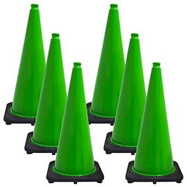 Mr. Chain's JBC Revolution Series Traffic Cones, Green, 28-Inch Height, Pack of 6 (97504-6A)