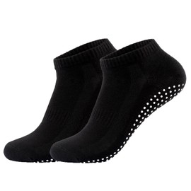 DERDOUT ladies Anti-slip Pilates Socks BLACK(2 Pairs),Ankle Socks for Barre Fitness, Ballet, Dance, Home Workout,Yoga.