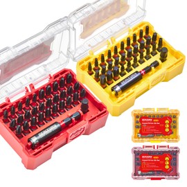 Geinxurn 64Pieces Impact Screwdriver Bits Set, S2 Steel Magnetic Phillips/Security Torx/Torx Muliti Insert Bits Tips Set with Impact Bit Holder and 1/4”Socket Adapter(Storage Box Case)
