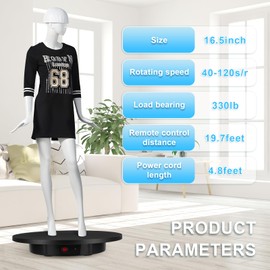 Bosgladek Motorized Rotating Display Stand, Remote Control Rotating Platform , 360 Degree Mute 220 Lbs Load Electric Turntable for Photography Products, Live Video Show, Angle Speed, Wired