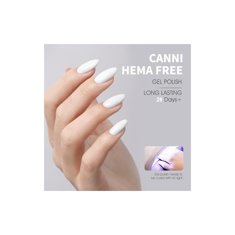CANNI- Juego de 2 esmaltes de uñas en gel blanco