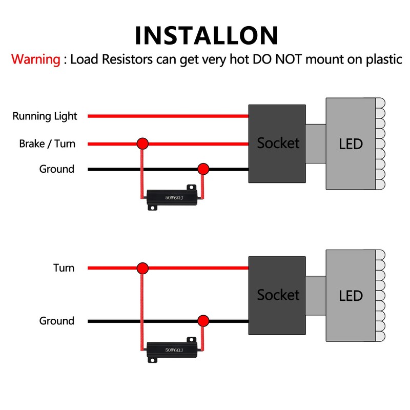 2Pcs 50W 6Ohm Load Resistor Turn Signal Blink LED Fix