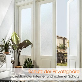 Lifetree Fensterfolie Blickdicht: Milchglasfolie Selbstklebend Fenster Sichtschutzfolie Blickdicht Anti-UV Statische Privatsphäre Haftend Glasfolie ohne Kleber Matt für Zuhause Büro 30 x 400cm